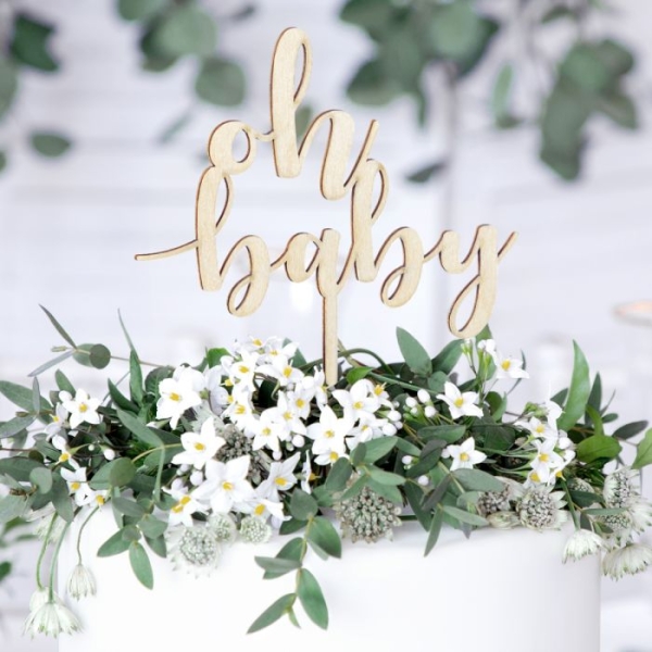 Cake Topper - oh baby - Wood